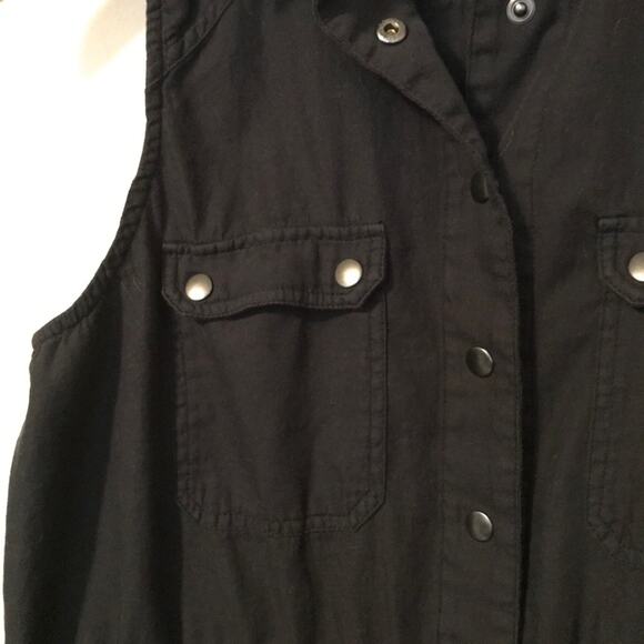 Free People Too Far black Sleeveless Utility Long Tunic Vest Top oversized XS - Picture 5 of 11